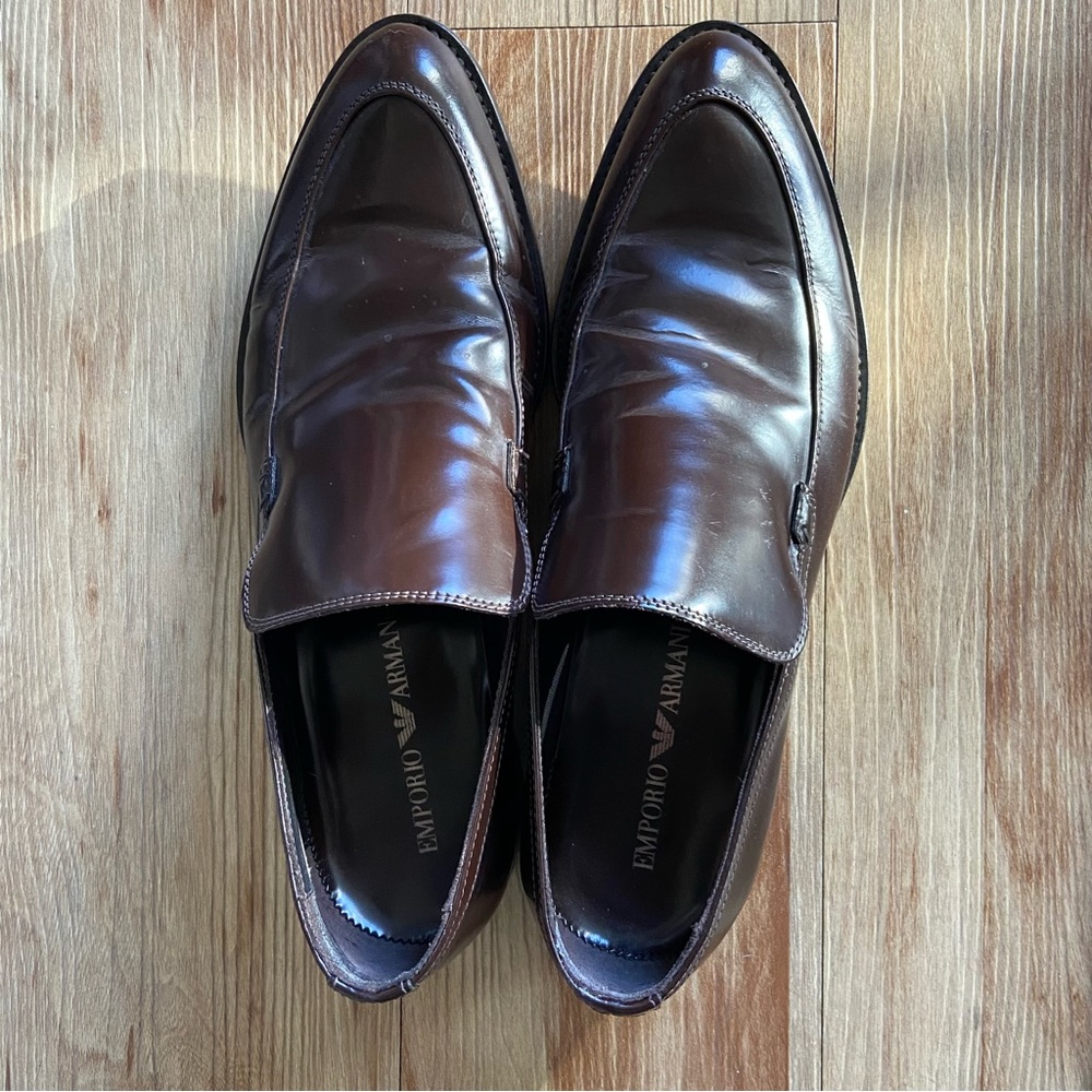 Emporio Armani brown loafers classic shoes size US 9.5 or EU 42.5